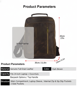 Designer Luxury 15.6 Inch Crazy <strong>Horse</strong> Leather Laptop <strong>Backpack</strong> for Men Custom Business Travel Bag for Outdoor Activities - Product Image 3