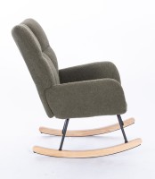 Fauteuil à bascule pour chambre d'enfant, fauteuil de salon Teddy avec base en bois, profondeur 36 pouces, vert