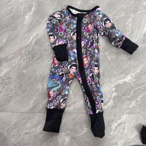 Toptan Unisex Özel Baskılı Bambu Viskon Pijama Organik Çift Fermuarlı Tulum Küçük Uyuyanlar Çocuk Bambu Bebek Kıyafetleri - Product Image 6