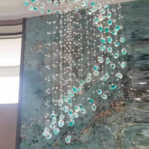 โคมไฟระย้าคริสตัลหรูหราสำหรับห้องนั่งเล่นสองชั้นในวิลล่าดูเพล็กซ์ โคมไฟหลักที่สง่างามสำหรับอพาร์ตเมนต์แบบลอฟท์ - Product Image 1