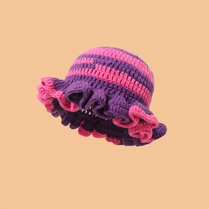 Madeshine Handmade Xù Dệt Kim Cô Gái Ngư Dân Tùy Chỉnh Sọc Cầu Vồng Đầy Màu Sắc Crochet Raffia Xô Beanie <span class=keywords><strong>Hat</strong></span> Cho Phụ Nữ - Product Image 5