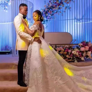 ชุดแต่งงานแบบใหม่ แขนยาวเปิดไหล่ ทรงหางปลา สไตล์ราตรี ผ้าลูกไม้ - Product Image 4