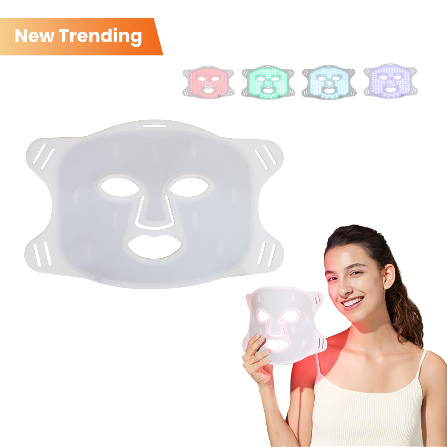 IDEATHERAPY Hand Held LED Light Therapy Mask with Silicone Facial Cover Multi-Wavelength for Pain Relief and Home Use