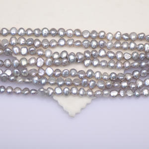 Collar y Pulsera de Perlas Sueltas Gris Claro de Doble Cara Estilo Barroco, Materiales Semielaborados para Manualidades, Color Blanco Perla - Product Image 1