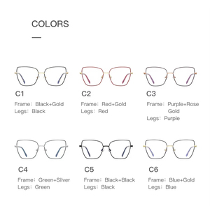Trung Quốc Nhà sản xuất ánh sáng màu xanh chặn máy tính Kính mắt thiết kế mới kim loại Cat Eye rõ ràng kính quang học hoặc khung quang học - Product Image 5