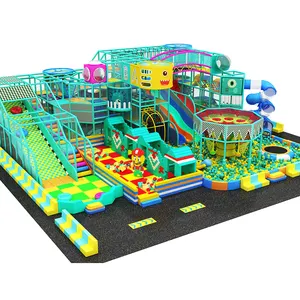 Parque de juegos comercial para niños, equipo de juego suave para interior con toboganes grandes en venta