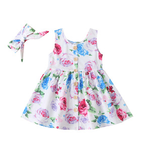 Ropa de Bebé, Vestidos de Fiesta Unisex para Niños, Vestidos de Verano con Flores y Mangas Cortas de Ángel, Venta al por Mayor - Product Image 1