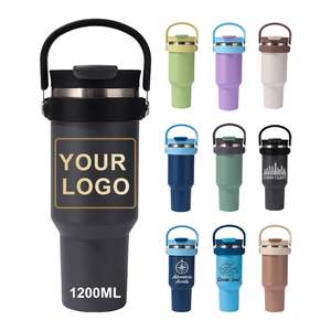 1200ml Custom Logo SUS 304 Stainless Steel Double-Wall Vacuum Tumbler Handle 6-12 Hours Thermal Performance <b>Hot</b>/<b>Cold</b> Insulated - Product Image 1