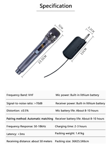 Sistema de micrófono inalámbrico profesional, micrófono de mano de 4 canales, OEM vocal para micrófono Echo, cancelación de ruido liviana, 2 unidades - Product Image 5