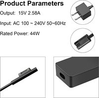 Chargeur pour ordinateur portable Surface Pro 44W 15V 2.58A pour Microsoft Surface Pro 6 Pro 5 1796 1800 Ordinateur portable Surface Book Adaptateur de chargeur 44W