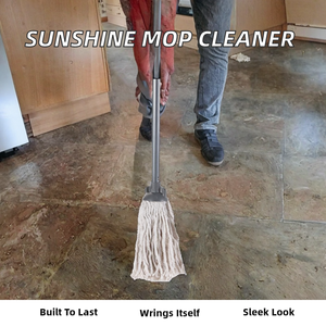 Sunshine Household Cleaning Mop Effective Dust Mop Head Self-Wringer Durable Modern Cotton Floor Cleaner Plastic Basket - Product Image 2