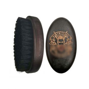 Brosse à barbe en bois noire incurvée à 360° avec logo personnalisé, poils de sanglier doux, brosse à cheveux vegan pour hommes - Product Image 3