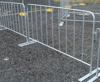 Barricadas de Seguridad Portátiles Personalizadas, Barrera Metálica para Control de Multitudes, con Patas Planas, Galvanizadas en Caliente, 4 pies, Color Natural