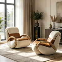 Fauteuil à bascule de luxe incurvé en fibre de verre, chaise de salon moderne, fauteuil individuel de loisirs avec accoudoirs, chaise d'appoint