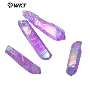 WT-G067 Amazing Natural Crystal Quartz Point With Purple Aura Electroplated High Quality Spirit Quartz Stone For Jewelry Design