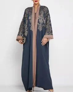 new designs 2021 luxury sexy Women Colorblock gold Embroidered Adults chiffon Abaya ST081202