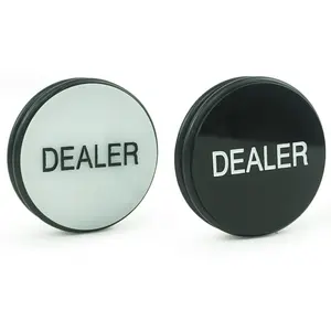 Acrylic 75mm Custom Black and White Poker Dealer Button Casino Hold'em Pressing Poker Cards Guard Poker Chips