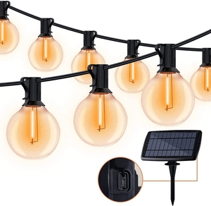 Guirnalda de Luces <span class=keywords><strong>Solares</strong></span> de 7.6 Metros con 25 <span class=keywords><strong>Bombillas</strong></span> LED G40, Luces Decorativas Impermeables para Exteriores, Estilo Vintage Edison, para Jardín, Patio, <span class=keywords><strong>Terraza</strong></span> - Product Image 1