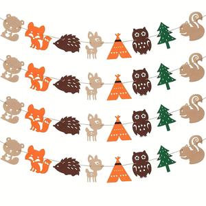 Noël Forêt Animaux Feutre Pliant <span class=keywords><strong>Guirlande</strong></span> <span class=keywords><strong>Dinosaure</strong></span> Forme Sérigraphie Bannière Fête D'<span class=keywords><strong>anniversaire</strong></span> Fournitures Y Compris Animal - Product Image 1