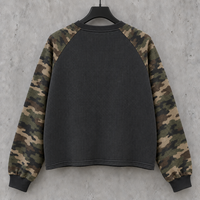 T-shirt à manches longues raglan en maille gaufrée pour homme, motif camouflage, style streetwear, personnalisable OEM, marque privée, fournisseur de mode décontractée