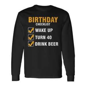 Liste de contrôle pour les anniversaires : Faire 40 ans, boire de la bière, t-shirt à manches longues - Product Image 2