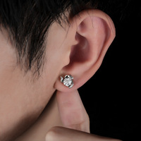 Boucles d'oreilles magnétiques pour hommes, motif œil de Méduse, en cristal coloré, sans perçage