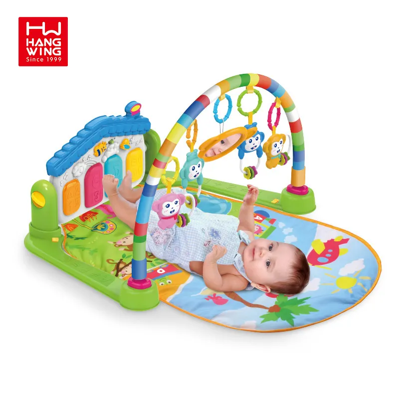 Baby Grow Sleeping Toy Pedal Piano Fitness Stand with Light and Music Infant Play Gym Mats