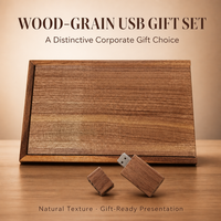Kotak Foto USB Kayu Walnut Personalisasi (250X155X35mm) dengan Flashdisk Kayu 2.0 3.0 16GB 32GB