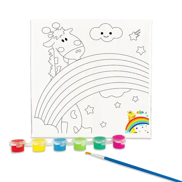 Tablero de color educativo para niños, juguete de 20x20cm, Kits de pintura Diy sobre lienzo con Marco, 2023