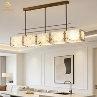 Penjualan Langsung Pabrik Lampu Gantung Linear Alabaster Alami Mewah Sederhana Gaya Nordik Spanyol Berkualitas Tinggi untuk Ruang Makan