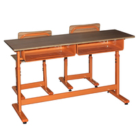 Bureau d'école en bois à double hauteur, design moderne, certifié ISO14001 et ISO9001, avec chaise et table d'étude réglables