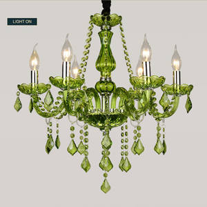 Lustre en cristal de verre moderne Offre Spéciale Suspension de luxe de couleur verte pour chambre d'hôtel - Product Image 3
