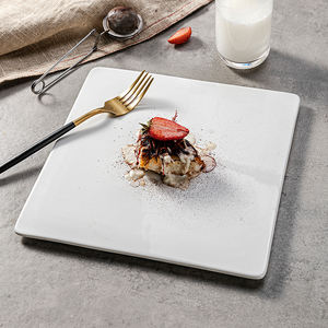 <span class=keywords><strong>Vajilla</strong></span> De Porcelana personalizada con logotipo De fábrica De China, bandeja De Porcelana plana cuadrada duradera para postres, tiendas De postres, cafetería y tartas - Product Image 1