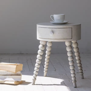 Shabby Chic Vintage Style Rustic Furniture Nightstand Modern Birch Wood <strong>White</strong> <strong>Bedside</strong> with Smart Drawer for Bedroom or Hotel Use - Product Image 1