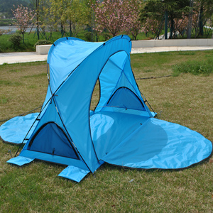 Carpa de Playa Fácil de Instalar, Toldo de Playa Anti-UV con Piso Extendido y Ventanas de Malla, Carpa de Sombra Portátil - Product Image 5