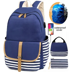 <span class=keywords><strong>Sac</strong></span> à <span class=keywords><strong>dos</strong></span> en toile léger pour adolescents, 7 pièces, ensemble de sacs d'école pour garçons et étudiants - Product Image 1
