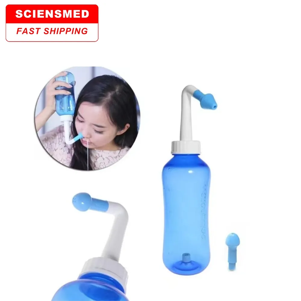 Burun burun yıkama sistemi Pot sinüs alerjileri rölyef durulayın çocuk yetişkinler 500mL plastik mavi şişe