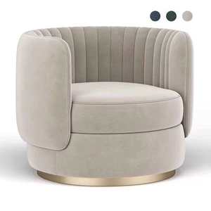 360-degree Rotation Modern Stainless Steel Fabric Upholstered Tufted Leisure Chair for <b>Living</b> <b>Room</b> - Product Image 1