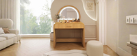 Table de maquillage avec miroir éclairé par LED, design en bois européen, coiffeuse avec tiroir pour chambre à coucher