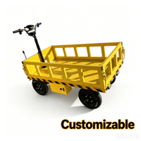 Chariot électrique à quatre roues avec rails avant et arrière détachables, conduite en marche arrière, chariot logistique d'entrepôt personnalisable
