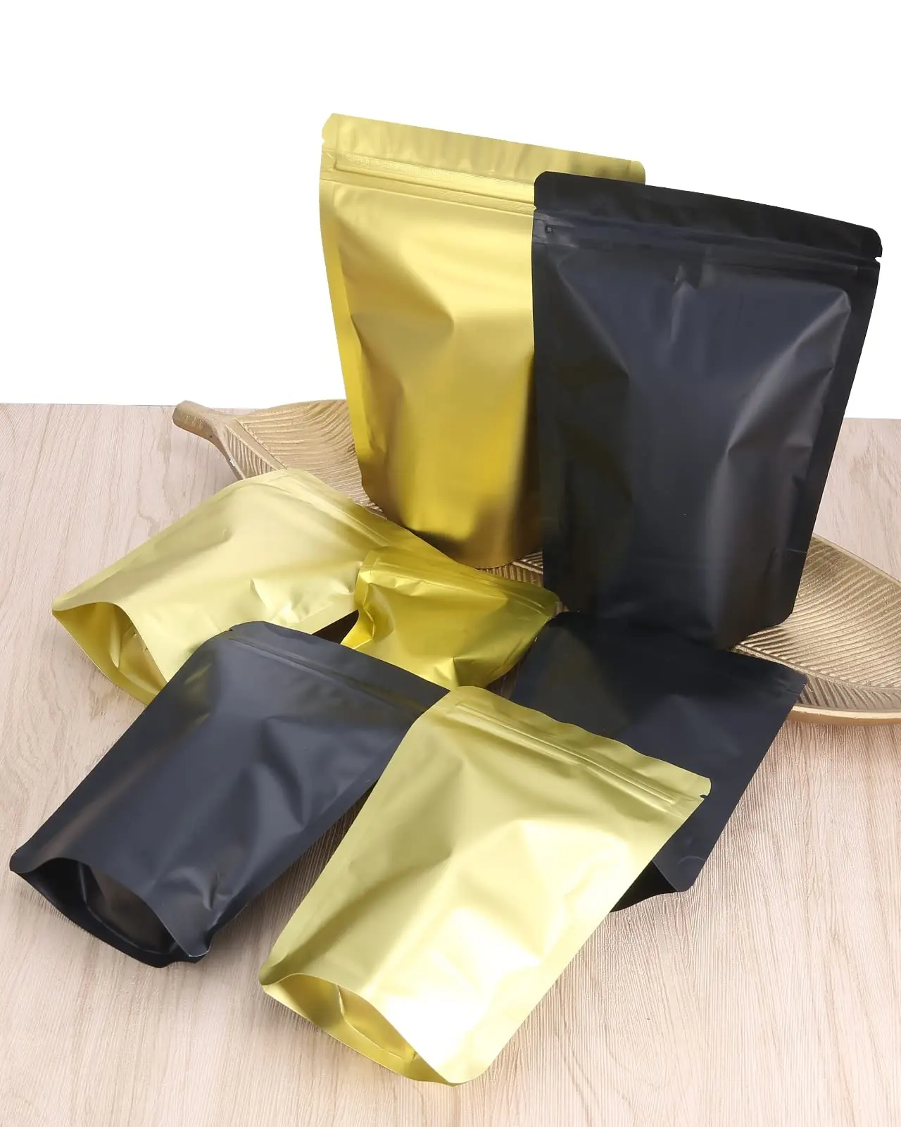 Stampa personalizzata vuota sacchetti di plastica per il confezionamento di tè a prova di umidità riutilizzabile cerniera caffè Stand Up Bag con valvola