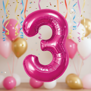 Party Love Number 3 Fuchsia Foil <b>Balloon</b> 100cm Birthday Party <b>Decor</b> KIDS - Product Image 3