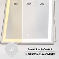 Miroir de Maquillage LED Moderne Effet Bois, Commande Tactile, 3 Couleurs, Rechargeable Type-C, Miroir de Coiffeuse, Vente en Gros OEM ODM