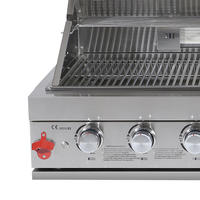 Barbecue à gaz extérieur haut de gamme en acier inoxydable 304 à 6 brûleurs, intégré, pour la cuisine en plein air dans les villas et les jardins.