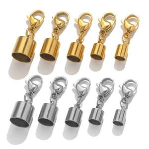 China Factory Großhandel Edelstahl Schmuck Mode accessoires Hummer verschlüsse End kappen Set für Leder Cord Chain Halskette - Product Image 4