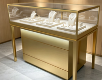 Vitrine à bijoux haut de gamme en bois et acier inoxydable avec éclairage LED, fabrication directe d'usine GZowin, finition personnalisable, design durable