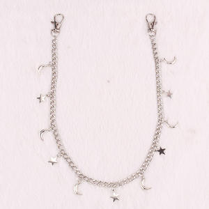 Cadena de cintura con colgante de estrella y luna, aleación de zinc, unisex, cadena corporal de moda para uso diario, estilo hip hop punk, cadena para pantalones. - Product Image 4