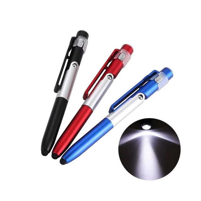 High Quality Custom Wholesale 4 in 1 Multi-function LED Flashlight Touch Ball Point Pen for Students