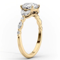 Bague de fiançailles et de mariage en or massif 10K 14K 18K avec diamant de laboratoire ovale de 0,5 à 3 carats, taille poire, pierres latérales en forme de vigne, certifiée IGI CVD/HPHT