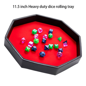 Plateau à dés imbriqués 2-en-1 avec logo personnalisé, support octogonal en cuir et plateau en velours rouge pour jeux de table et accessoires de fête - Product Image 3